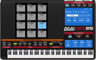 Click to display the Akai Pro MPK25 Edit Buffer Editor