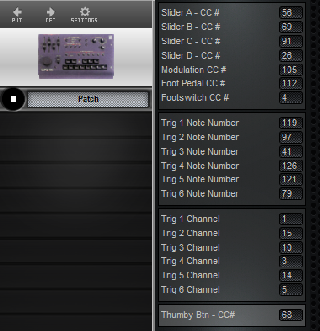 Click to display the E-MU Launch Pad Patch Editor
