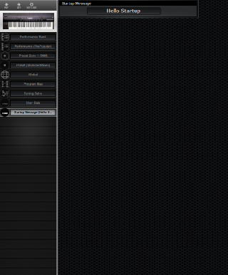 Click to display the E-MU MPS+ Startup Message Editor