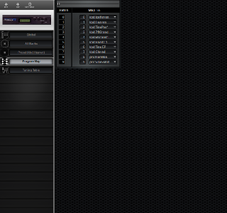 Click to display the E-MU Proteus FX Program Map Editor