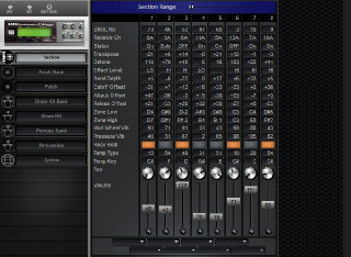 Click to display the Kawai GMega Section Editor
