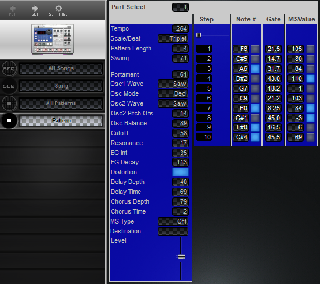 Click to display the Korg EA-1 Pattern Editor