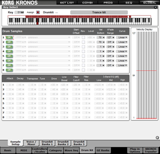 Click to display the Korg Kronos v2 Drumkit Editor