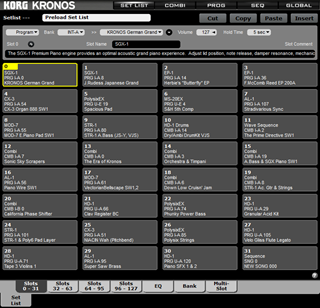 Click to display the Korg Kronos v2 Set List Editor