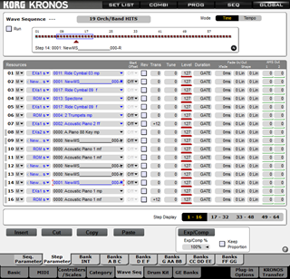 Click to display the Korg Kronos v2 Wave Sequence Editor