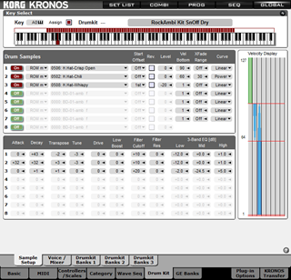 Click to display the Korg Kronos v3 Drumkit Editor