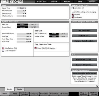 Click to display the Korg Kronos v3 Global Editor