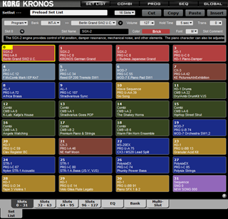 Click to display the Korg Kronos v3 Set List Editor
