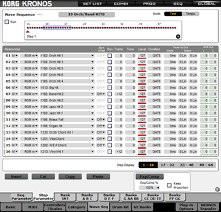 Click to display the Korg Kronos v3 Wave Sequence Editor