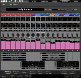 Click to display the Korg Nautilus Song Editor
