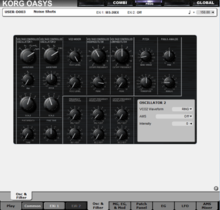 Click to display the Korg OASYS Program - MS-20EX Editor