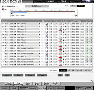 Click to display the Korg OASYS Wave Sequence Editor