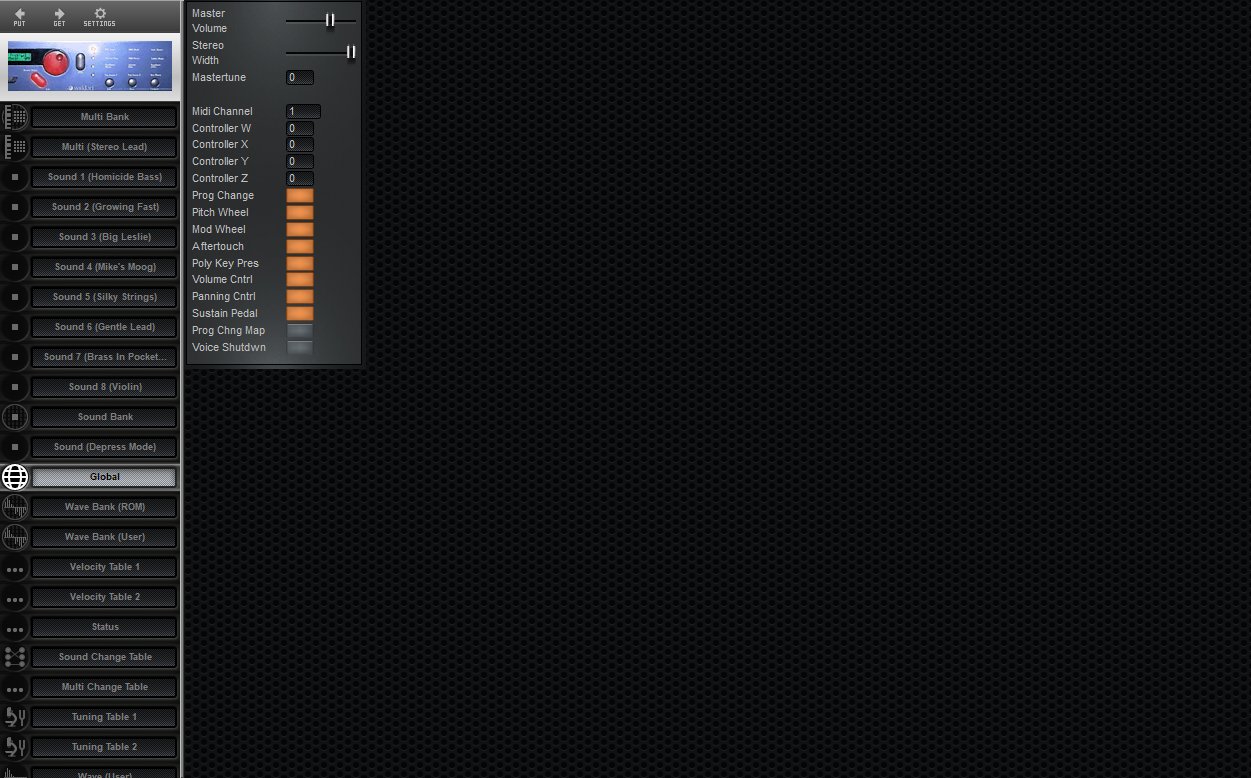 Click to display the Waldorf Microwave Global Editor