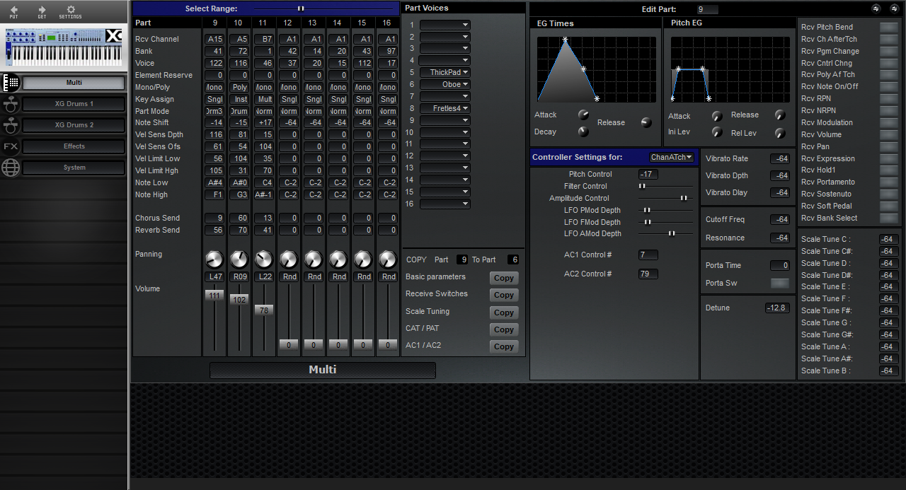 Click to display the Yamaha CS2x XG Multi Editor