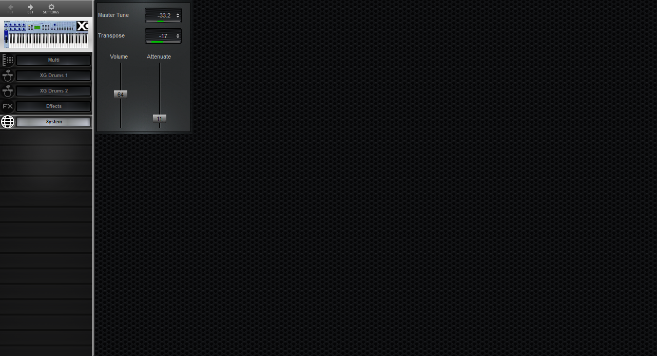 Click to display the Yamaha CS2x XG System Editor