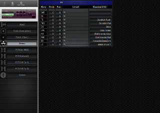 Click to display the Yamaha TG100 Drums Editor